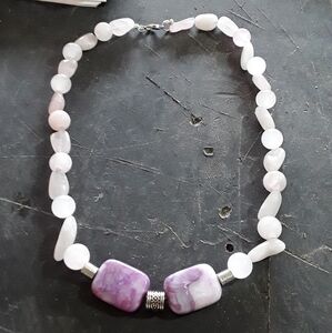 Elegant Purple and White Beaded Necklace